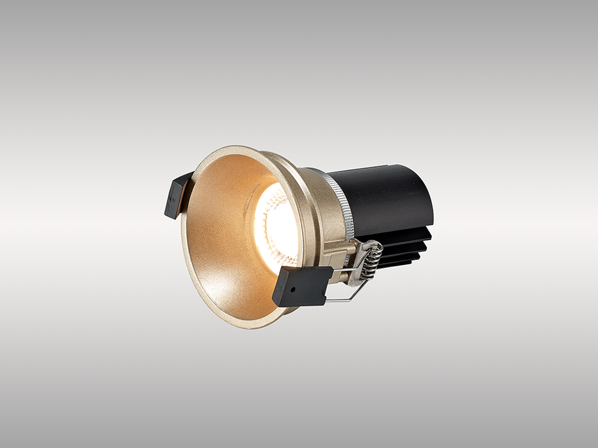 Bania 12 Powered by Tridonic  12W 2700K 1200lm 36° CRI>90 LED Engine, 350mA Gold Fixed Recessed Spotlight, IP20 DM201713  Dlux Bania 12